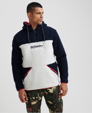 Superdry Sherpa Casuals Overhead Férfi Kapucnis Pulóver Sötétkék | KJETI0169